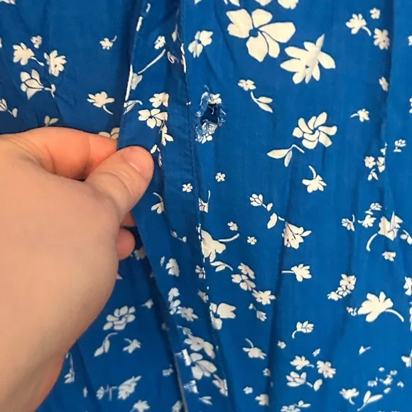 Draper James Blue and White Button Down Tie Waist Dress - Picture 2 of 4